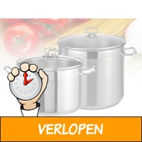 Prachtige grote RVS soeppan - 10 of 15 liter - Met glaz..