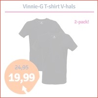 Vinnie-G Heren T-shirt V-hals zwart 2-pa..