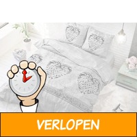 Veiling: grijs katoenen dekbedovertrek Hearts (240 x 22..