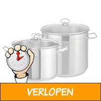 Prachtige grote RVS soeppan - 10 of 15 liter - Met glaz..