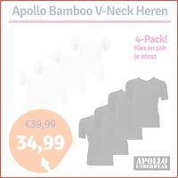 Apollo T-shirts Heren Bamboo V-neck 4-pa..