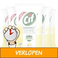 5 x Cif Disinfect & Shine Lemon schoonmaakdoekjes