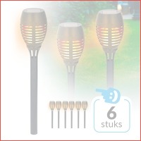 Set van 6 Solar Vlam Effect tuinlampen