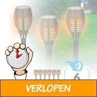 Set van 6 Solar Vlam Effect tuinlampen