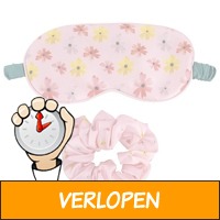 Slaapmasker en scrunchie met bloemen