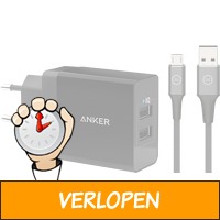 Anker oplader 2 USB poorten 12W